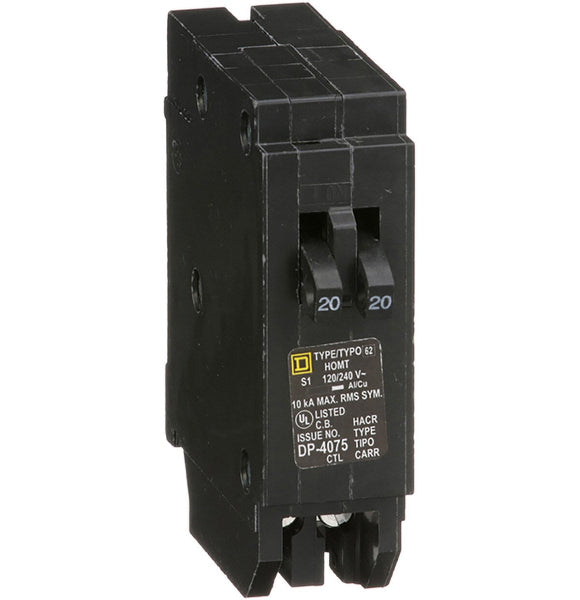 Tandem circuit breaker, Homeline, 2 x 1 pole at 20A,