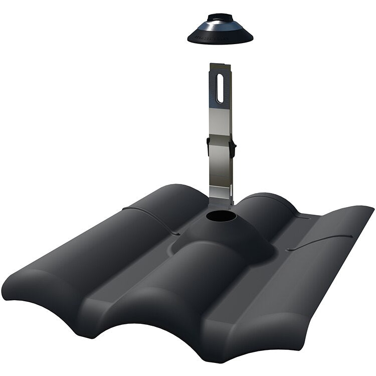 Pegasus W-Tile Scissor Mount Flashing Kit - Black (Priced as 1 pc) (Manufacturer package = 12 pieces; priced per piece. For best efficiency and order accuracy, order in multiples of 12)