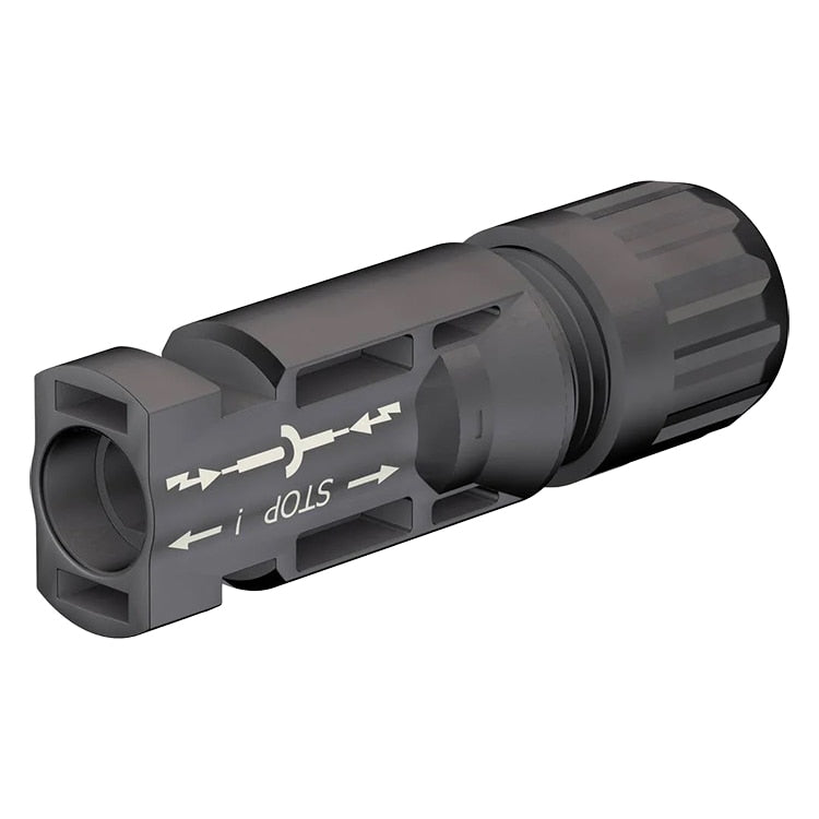 Staubli PV-KST4/6I-UR - MC4 Male (plug) cable coupler, #10/12 AWG, Cable Outer Diameter: 5-6 mm, Crimp Opening: 5.8 mm, Cable Cross Section: 4-6 mm². Typically used for Residential applications