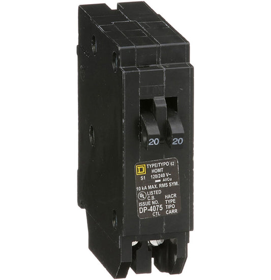 Tandem circuit breaker, Homeline, 2 x 1 pole at 20A,
