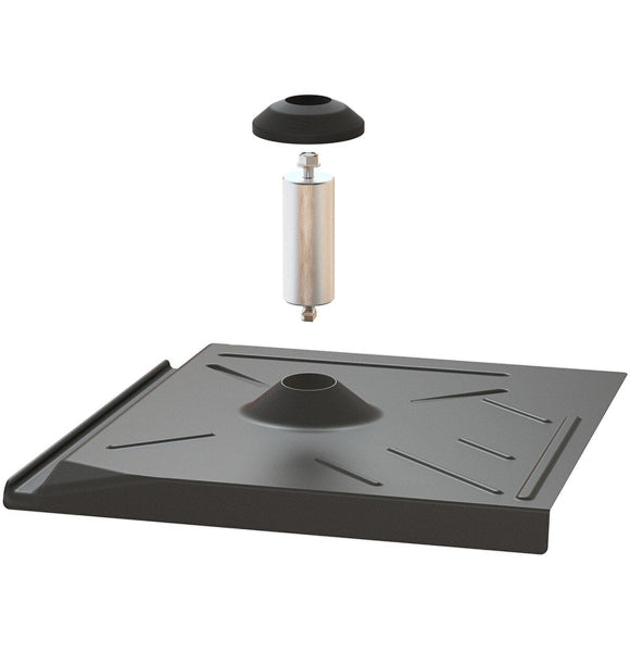 Pegasus Solar Flat Tile Flashing w/ Post & EPDM Boot, GA Black, PSTR-FFB0
