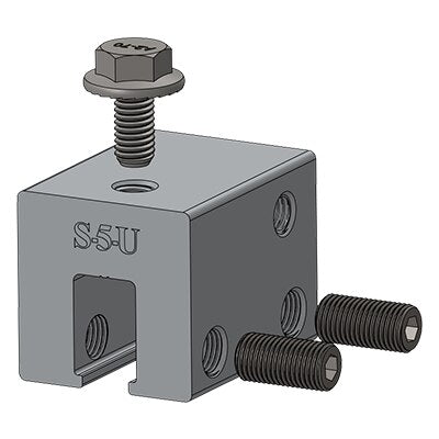 S-5! S-5-U Mini clamp fits about 85% of the standing seam profiles manufactured in North America—including most structural and architectural profiles. Bolt not included