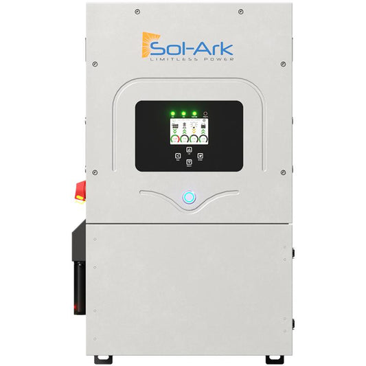 Sol-Ark-12K-P Hybrid Inverter - 220V | 120/240V | 120/208V - 63A passthrough, 2 MPPT, split-phase, 2 of 3 legs 3p. Can be used with 48V batteries. 10-Year Standard Warranty