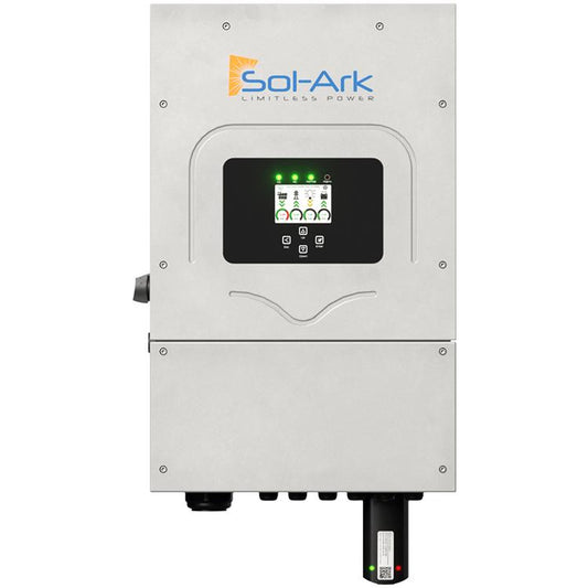 Sol-Ark-8K-48-ST Hybrid Inverter - 220V | 120/240V | 120/208V - 63A passthrough, 2 MPPT, split-phase, 2 of 3 legs 3p. Can be used with 48V batteries. 10-Year Standard Warranty