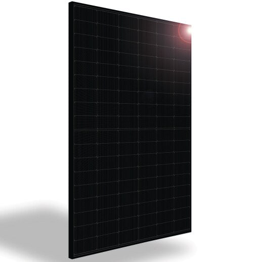 Silfab 420w QD TOPCon (N-Type) module; 108 half cells, black frame, black backsheet, 53.1 in, ø 0.22 in (12 AWG), MC4 from Staubli
