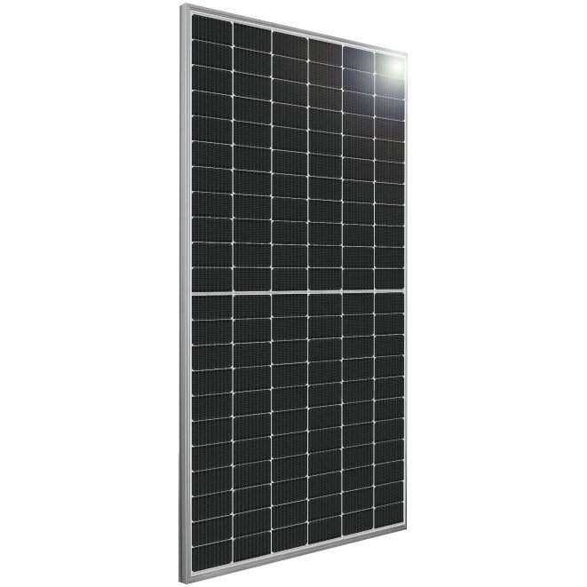 Silfab 520w QM monofacial module; 132 Half cells - N-Type Silicon solar cell, silver frame, white backsheet, 53.15 in, ø 0.22 in (12AWG), EVO2 from Staubli