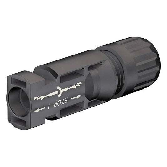 Staubli PV-KST4/6II-UR - MC4 Male (plug) cable coupler, #10/12 AWG, Cable Outer Diameter: 5.9-8.8 mm, Crimp Opening: 5.8 mm, Cable Cross Section: 4-6 mm². Typically used for Commercial applications with heavier wire insulation